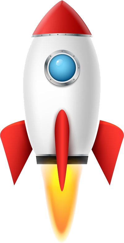 A vector image of a rocket spaceship taking off